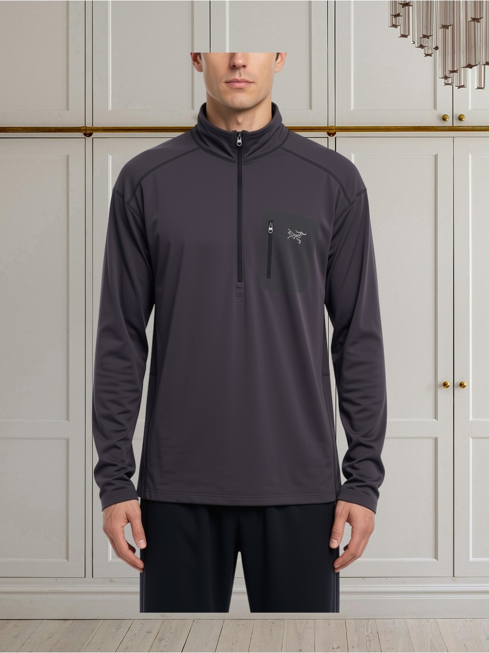 Arc'teryx Rho LT Zip Neck Fleece Base Layer Men's XL Charcoal